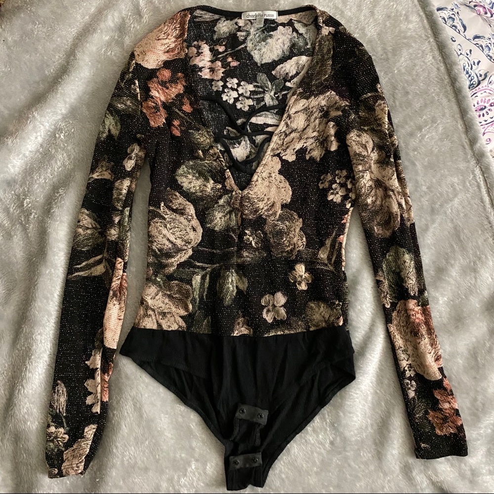 Black floral bodysuit